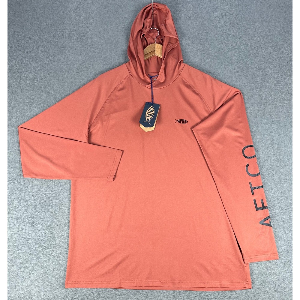 AFTCO Hoodie Mens XL Red AFTECH Samurai Performance Sun Hoodie Fishing UPF New